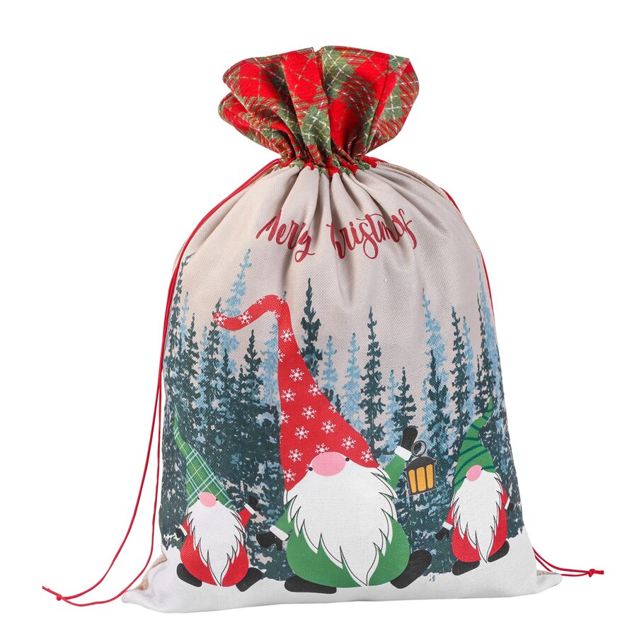 Jaar 2022 Grote Santa Zakken Linnen Kerst Snoep Tas Vintage Santa Zak Kerst Kousen Kids Bags Noel Deco navidad: Gift Bag