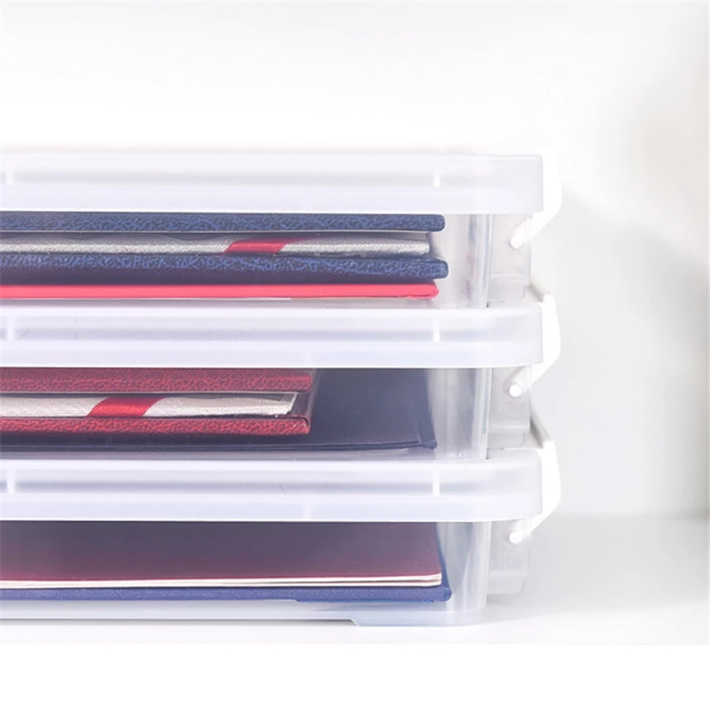 3 Layers File Storage Box Clear Plastic Family Document Cases Desk Paper Organizers A4 Transparent Office Supplies