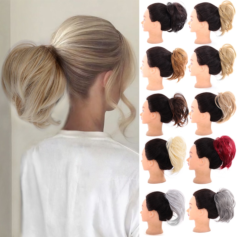 JINKAILI-Chignon à donuts souple élastique | Chignon synthétique en forme de toupet, chouchou enroulé pour Extension queue de cheval pour femmes