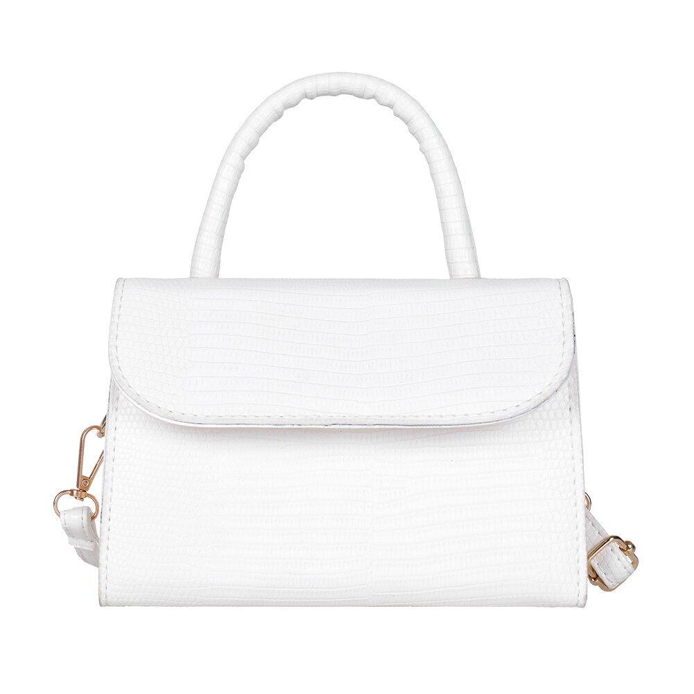 Crossbodytassen met krokodillenmotief voor dames, kleine handtas met ketting, kleine tas van pu-leer, avondtassen voor dames: Wit