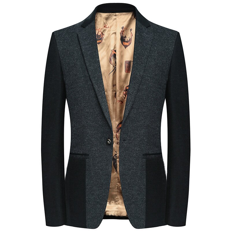 FAVOCENT Spring Autumn Men Slim Single Button Blazer Suit Jacket Male Business Coat Homme Wool Casual Blazers Coat: L