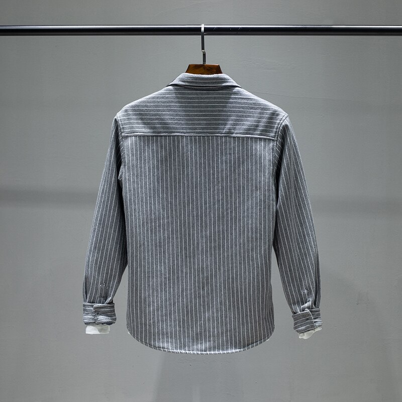 Winter en herfst plus fluwelen warme strepen overhemd heren casual gestreepte overhemden voor heren comfortabel overhemd heren