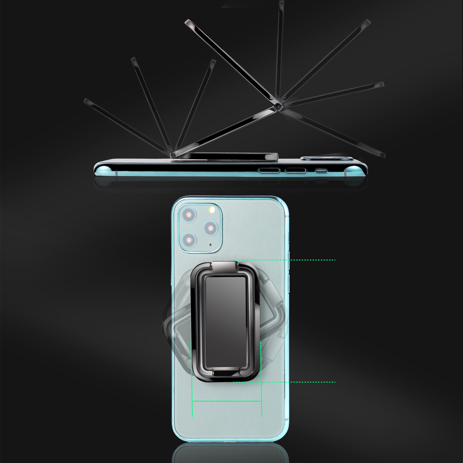 2022 metal zink legering mobiltelefon holder til tablet firkantet folde dobbelt finger ring beslag doven enkelhed praktisk stander