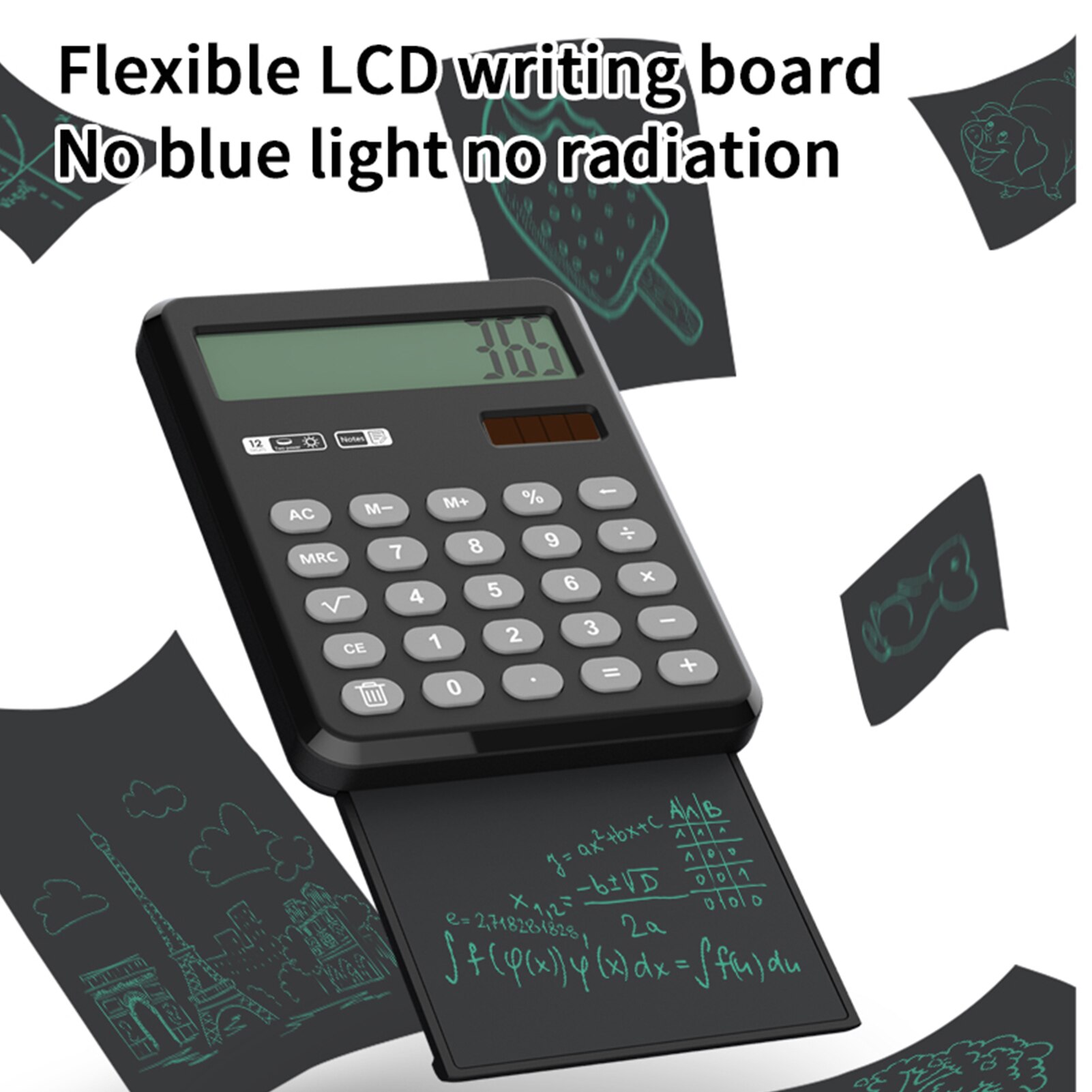 Calculator Desktop Calculators with LCD Writing Tablet 12 Digits Display 4inches LCD Screen with Stylus Erase Button for Office