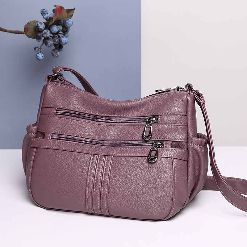Vrouwen Schouder Messenger Bag Crossbody Handtassen En Portemonnees Zachte Pu Lederen Multifunctionele Boekentassen Zwart 2022: Paars