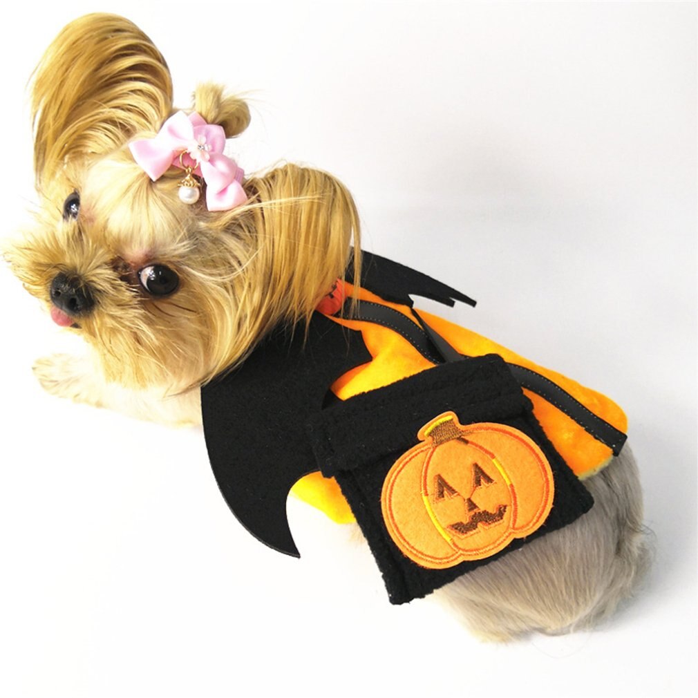 Halloween Pumpkin Demon Pet Clothes Dog Costume With Bag Pet Supplies Halloween Devil Clothes With Snack Backpack
