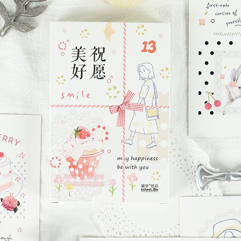 30 Pcs/Set Best Wishes Postcard Hand-painted DIY Greeting Cards Message Card Birthday Letter Card