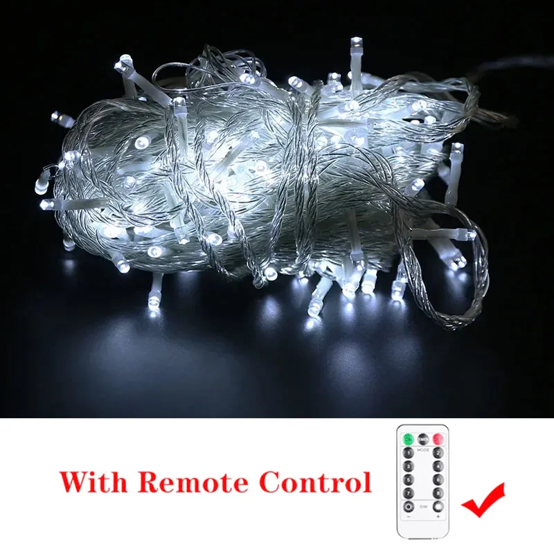 LED String Fairy Lights 1.5M-100M Chain Outdoor Garland Waterproof 220V/Battery/USB for Wedding Party Tree Christmas Decoration: WHITE / Y