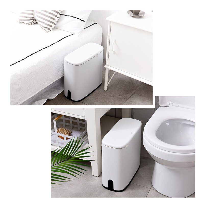 11L Narrow Type Trash Can Zero Waste Kitchen Recycle Bin Press Type Trash Bin Dustbin Plastic Waste Bin Garbage Bin Rubbish Bin