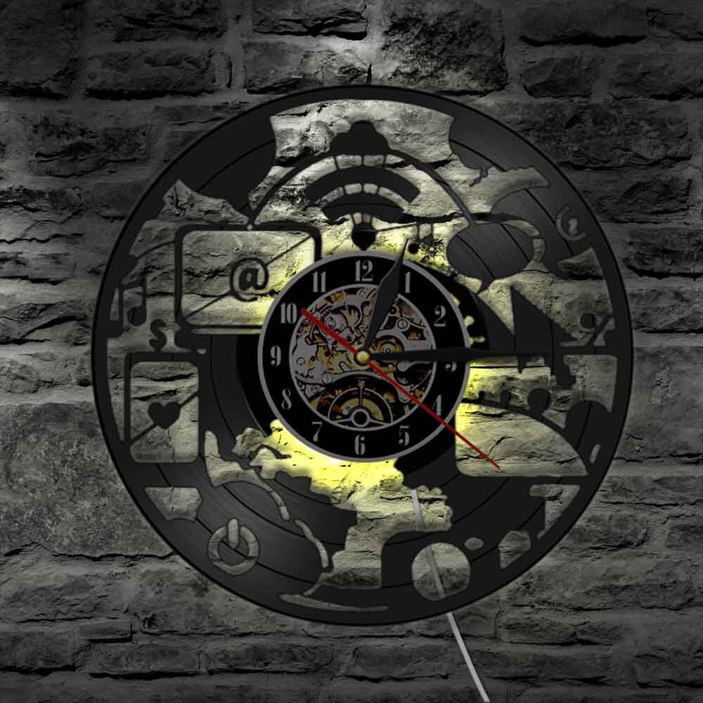 Geek – horloge murale Chic en vinyle pour ordinateur, décoration artistique moderne, pour cyber-école, Geek Nerd