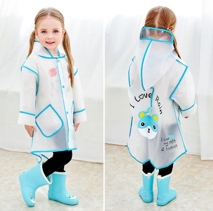 Regenmantel kinder transparent OutdoorWaterproof EVA Regen Mantel Kinder Undurchlässig Poncho Junge Mädchen Regen Mit Kapuze Jacke