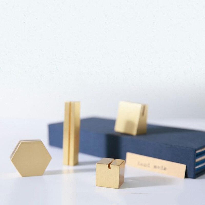 Brass Retro Card Display Stand Picture Photo Clip Business Name Card Base Desk Sign Holder Metal Label Holder Home Decoration