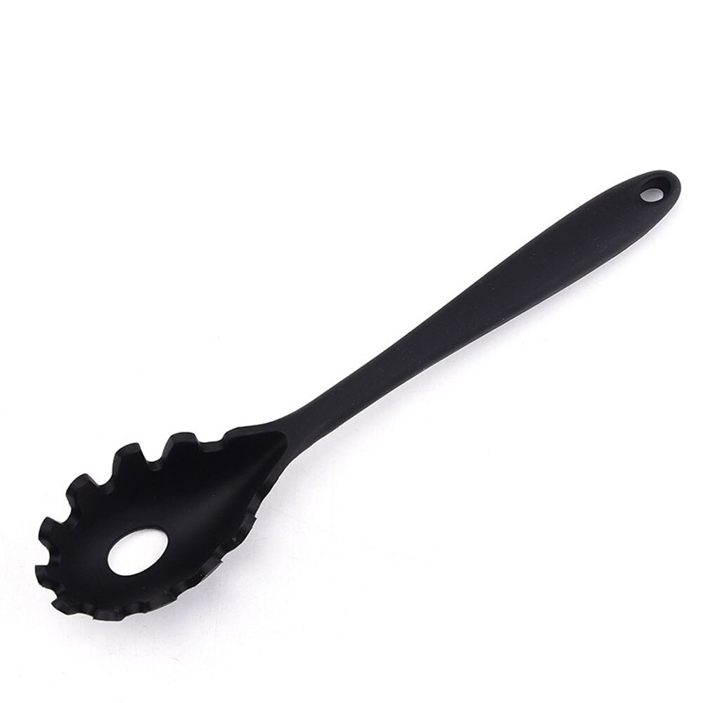 Siliconen Pasta Hollow Scoop Spaghetti Lepel Vergiet Hittebestendig Noedels Afvoer Keuken Tool Servies Accessoires: black