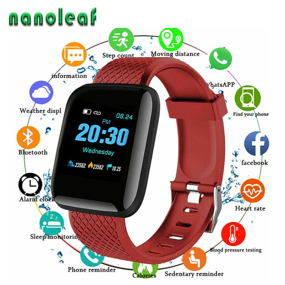 Naisten kellot 116 plus miesten ranneke fitness verenpaineen sykemittaus vedenpitävä ranneke android ios:lle