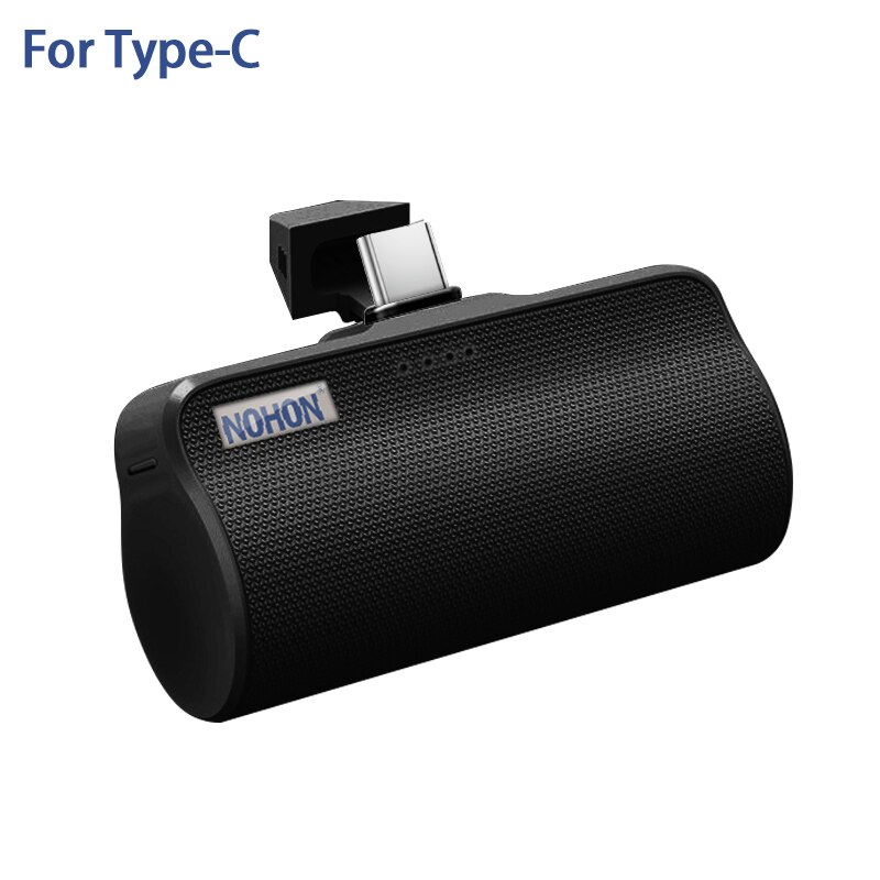 NOHON-Banco de energía para iPhone, Xiaomi, Samsung y Huawei, interfaz Micro tipo C de Apple, cargador de batería externo portátil de 3000mAh: Black For Type-C
