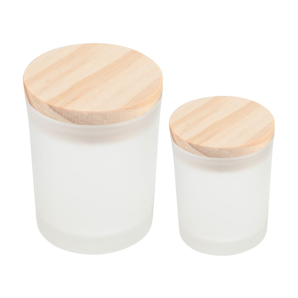 2pcs Empty Candle Containers Glass Candle Jar Candle Making Glass Jar with Wooden Lid: Default Title
