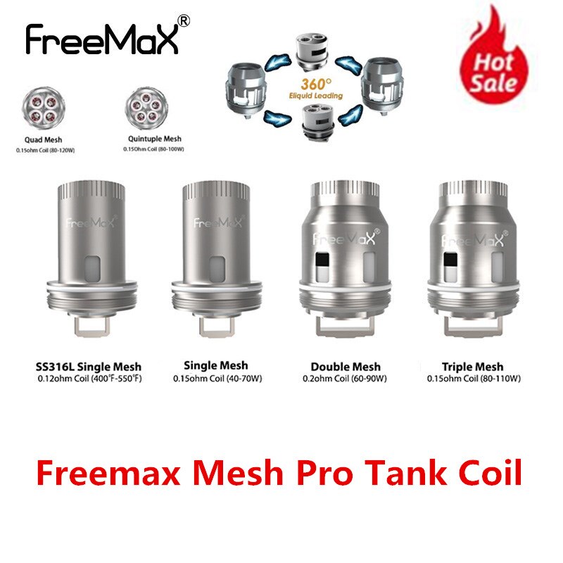 3/6pcs/lot Freemax Mesh Pro Tank Vape Coil Core Head Single 0.15ohm/Double 0.2ohm/Triple 0.15ohm/Quad 0.15ohm/Quintuple Coils