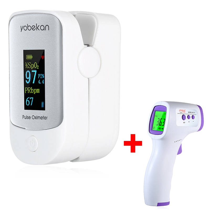 Blood Oxygen Finger Pulse Digital Fingertip Oximeter Oxygen Saturation Meter Finger Monitor Portable Oximetro + thermometer