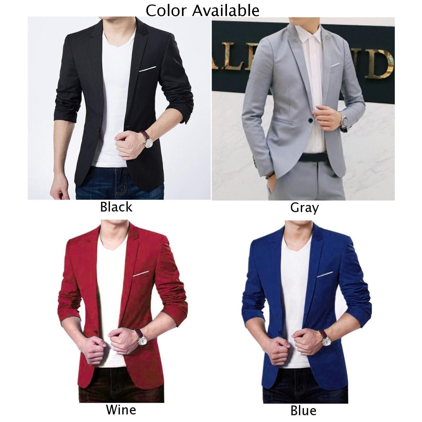 Mens Casual Formal Slim Fit One Button Suit Blazer Business Work Coat Jacket Top