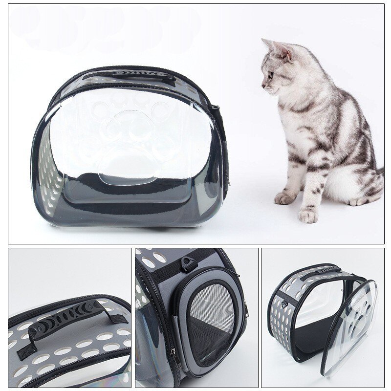 HEYPET portabebés para perros gato jaula plegable cajón plegable Bolso de Plástico bolsas de transporte mascotas suministros mochila transparente