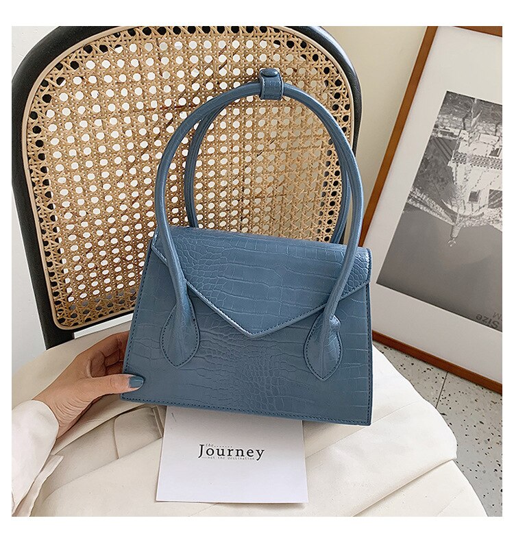 Crossbodytassen met krokodillenmotief voor dames, dameshandtas van pu-leer, avondtassen van merk sac a main: Blauw