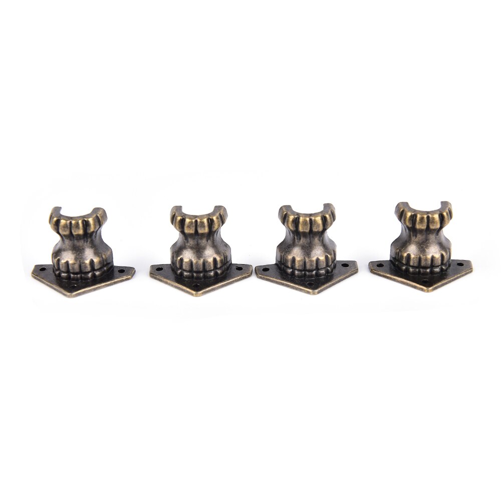 4PCS Antique Brass Jewelry Chest Wood Box Decorative Feet Leg Corner Bracket Protector For Furniture Cabinet Protect Hardware