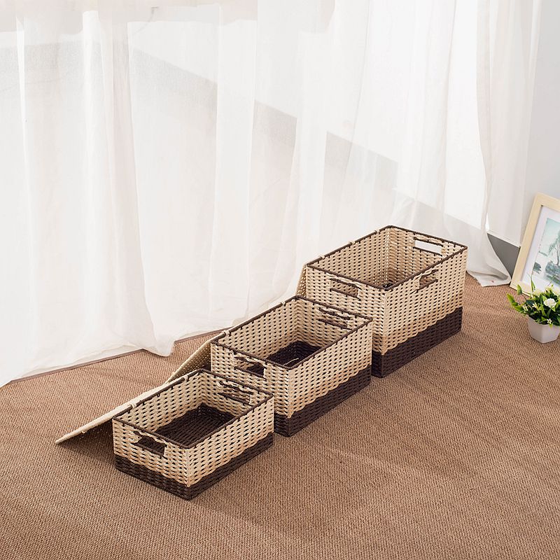Desktop pastoral storage box with cover box sundry storage box paper rattan woven snacks toys clothing rearrangement basket