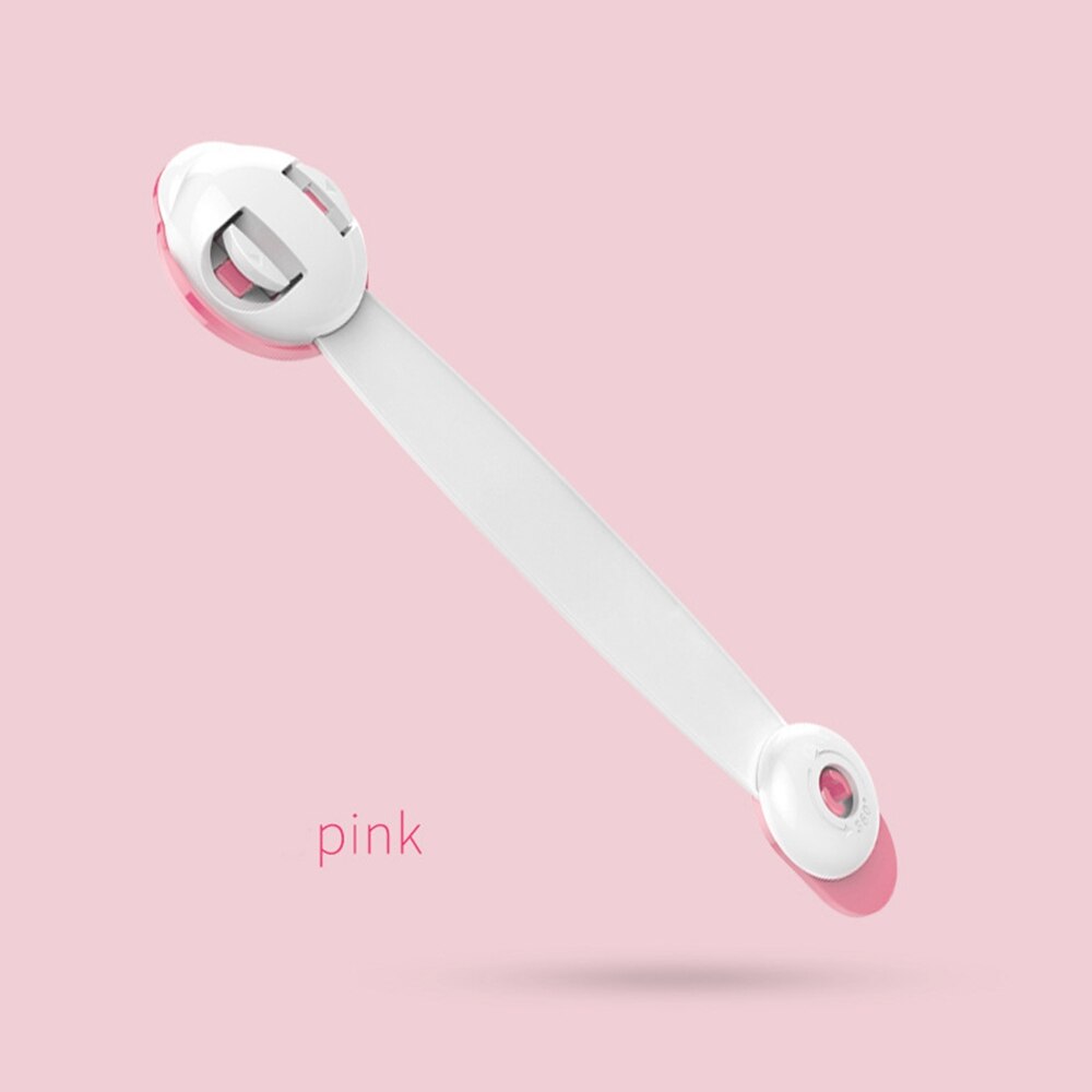 Multi-function Double Button Baby Anti Pinch Drawer Door Refrigerator Lock Children Safety Protection Drawer Toilet Lock: Pink