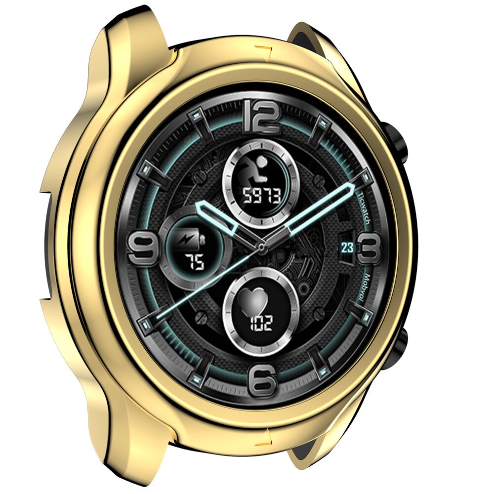 TPU Lightweight Protective Watch Cover for Smartwatch TicWatch Pro 3 Case Soft Flexible Bumper Shell Thin Antifall Durable Frame: Gold