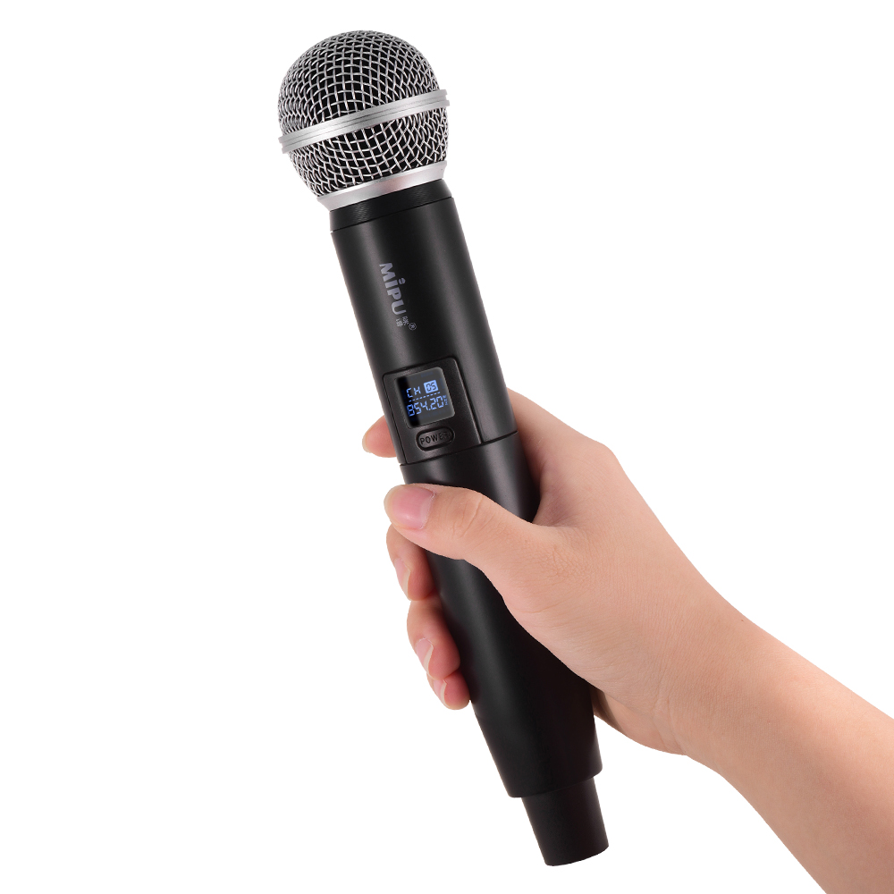 VHF Wireless 10 Channels Digital Microphone System with Two Handheld Cordless Mics and One Receiver Accessories