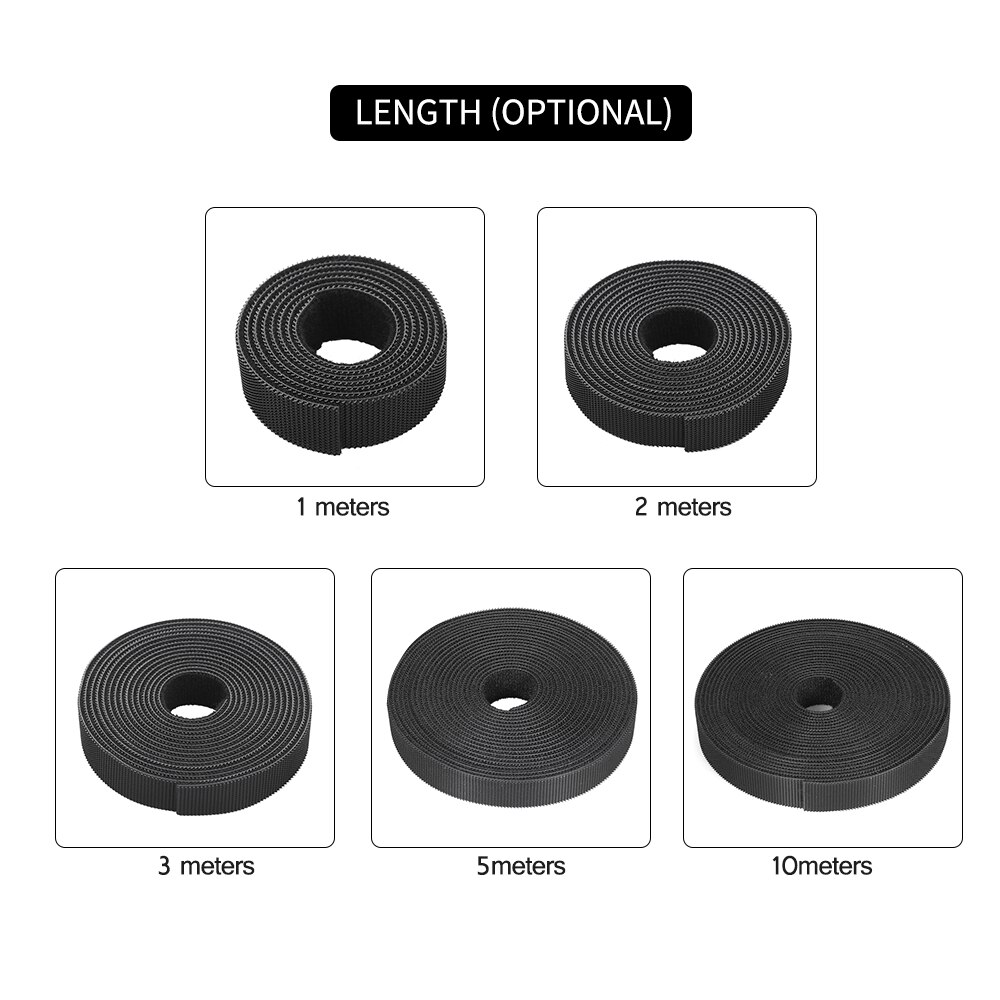 Buntband sladd rep 1- rullar återanvändbar fäste wire organizer kabelhantering krok & ögla nylon fästtejp kabel remmar