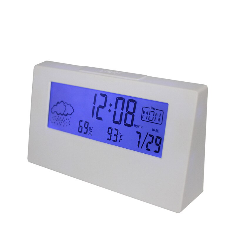 Alarm Clock Temperature Humidity Monitor Digital Weather Station for Office Bedside Kitchen: White