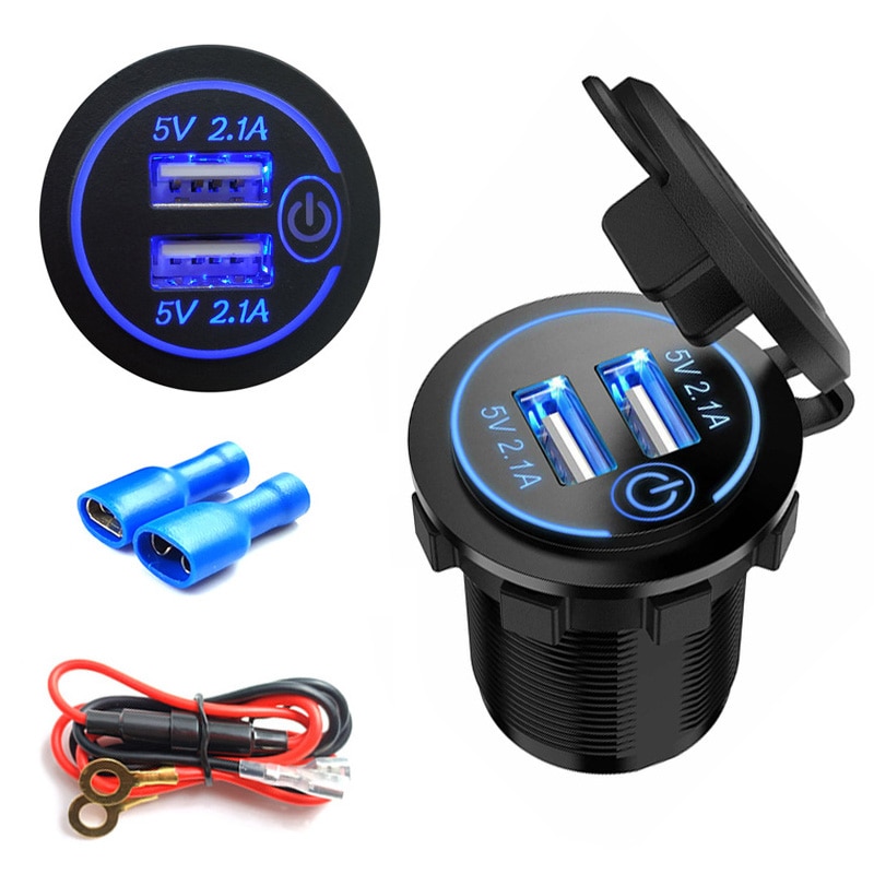 4.2A Dual Usb Auto Lading Snel Charing Port Usb Autosigarettenaansteker Aansteker Snel Opladen 12V/24V motorfiets Usb Autolader