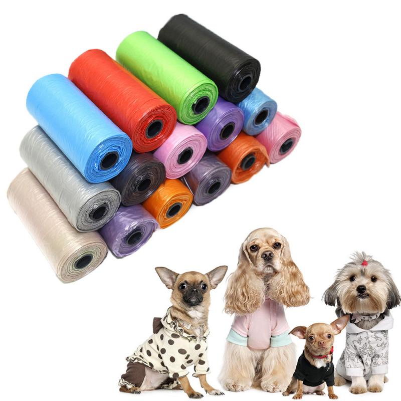 1Rolls 15pcs Pet Pick Up Garbage Waste Trash Clean up Rubbish Bags Environmental Protection Home Cleaning Bag Random Color