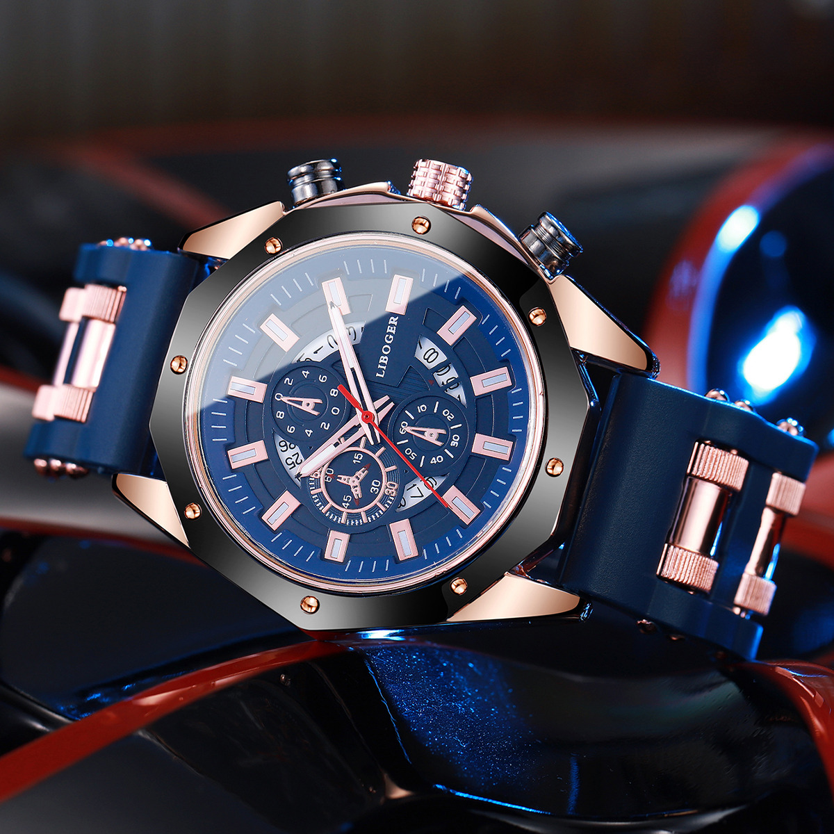 Heren sporthorloge mode siliconen band quartz horloges met datumkalender