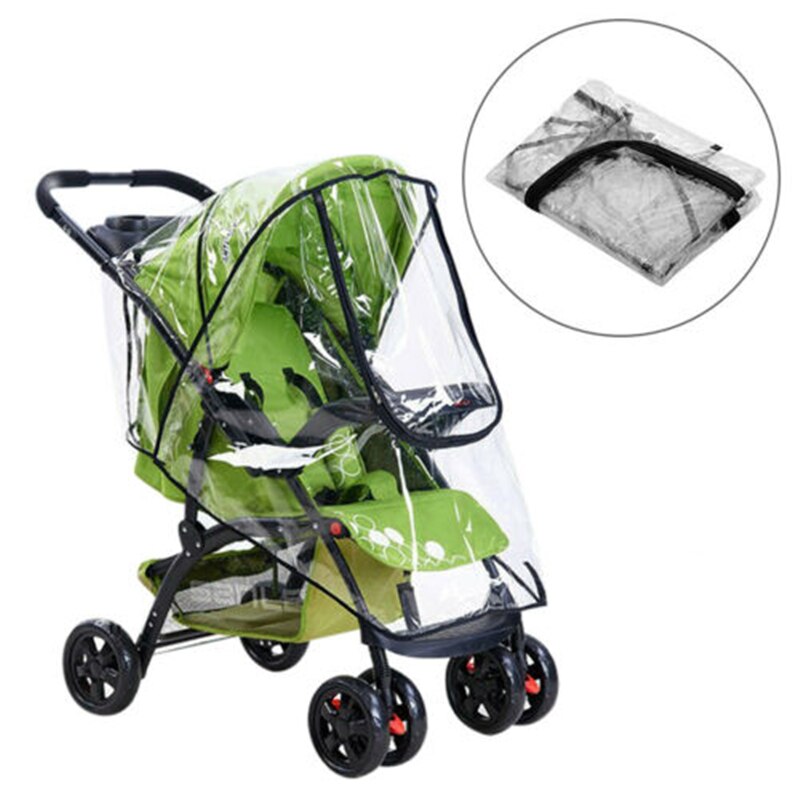 Accesorios para cochecito impermeable cubierta de lluvia transparente de protección contra el viento cremallera abierta para bebé Cochecitos para niños impermeable