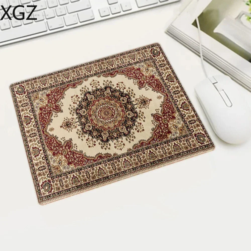 Mini Persian Woven Rug Mat Mousepad Retro Style Carpet Pattern Cup Laptop PC Mouse Pad With Fring Home Office Table Anti-slip