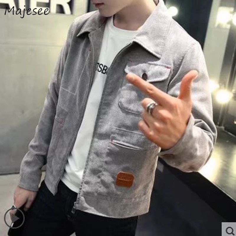 Jassen Mannen Turn-down Kraag Single Breasted Leisure Effen Eenvoudige All-Match Koreaanse Stijl Daily Soft Jacket Mens Denim jassen
