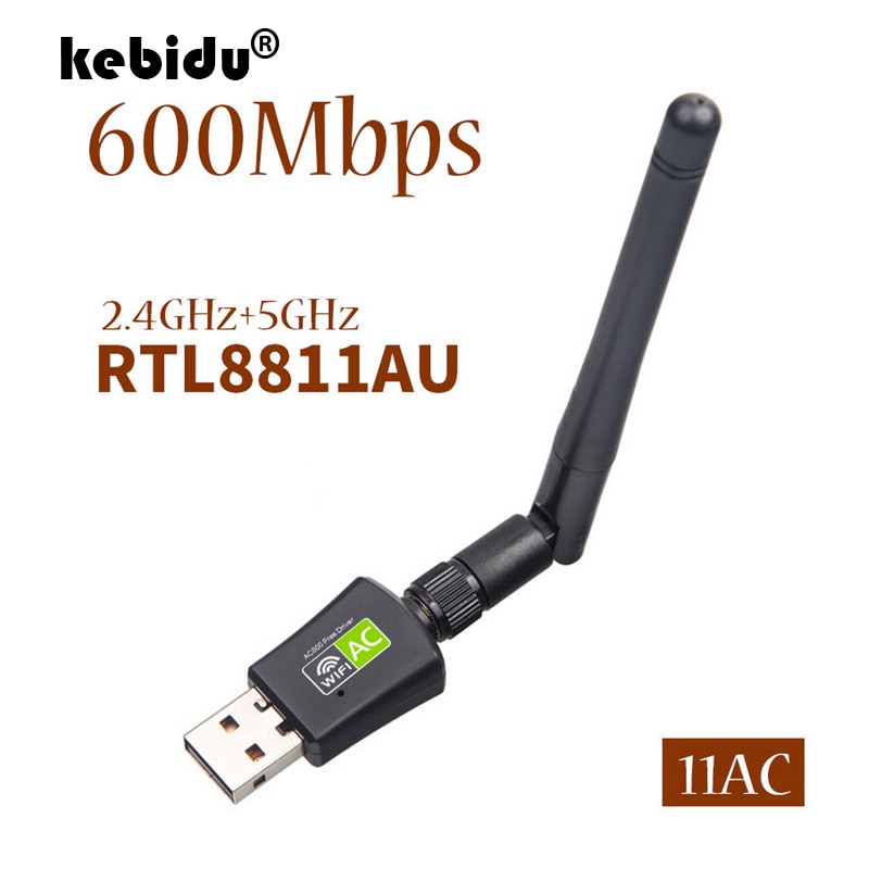 Kebidu RTL8811AU AC 600Mbps USB antenna 802.11n antenna Wi-Fi A Lunga Distanza 2.4Ghz + 5Ghz Wi Fi Ricevitore autista di Scheda di rete di Trasporto