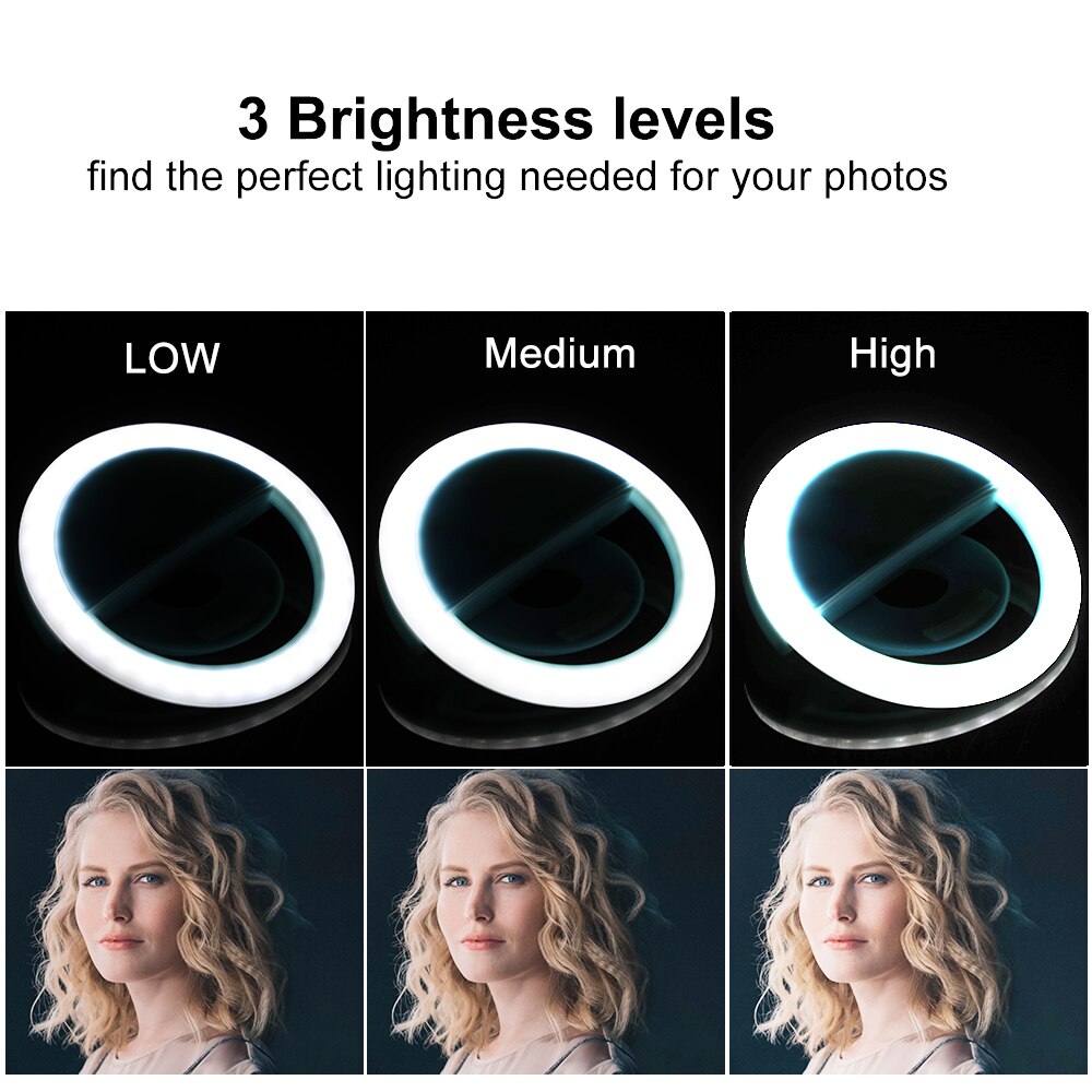 Anello per Selfie a Led novità illuminazione per trucco lampada per Selfie a Led telefoni cellulari foto luce notturna specchio a Led insegna al Neon anello per Selfie