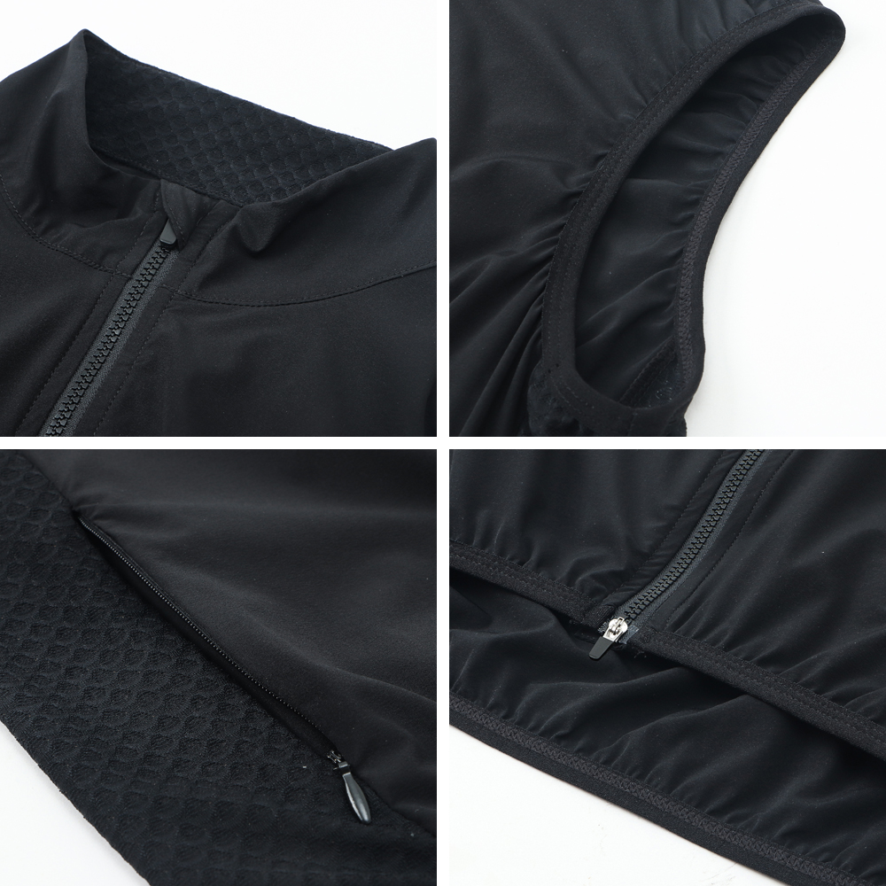 Gilet Coupe-vent Vélo Homme/femme Noir, Léger, Sans Manches, Déperlant, Idéal VTT/route