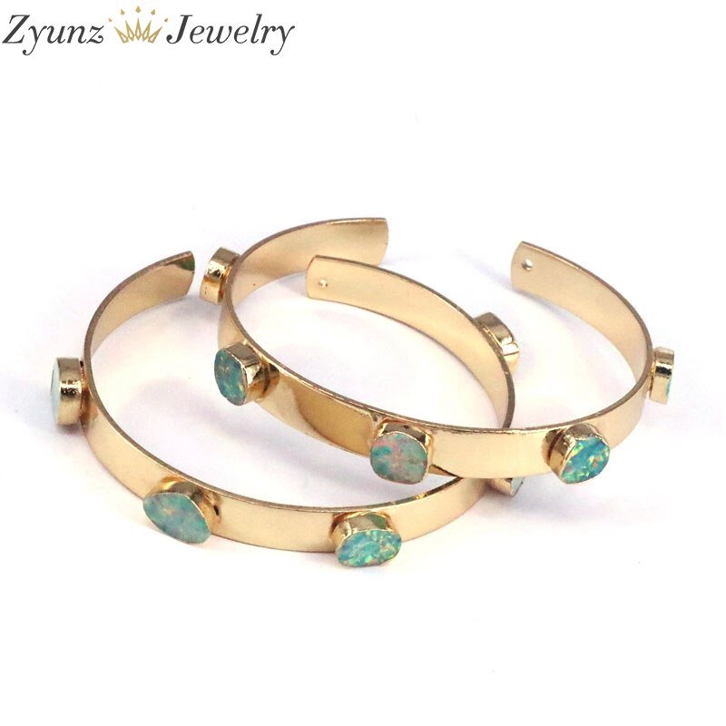 3PCS, Gold color Natural Gem stone Adjustable Bracelets Jewelry Cuff Bangle
