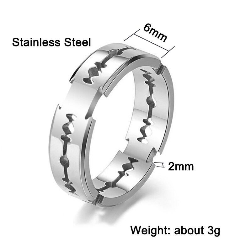 Razor Blade Ring Stainless Steel Hollow Ring Women Men Jewelry Hip Hop Party Club Size 7 8 9 10 11