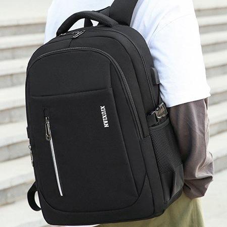Rygsæk mænd skole rygsæk stor rejsecomputer bærbar rygsæk mochilas taske skolestudie bogtaske til teenager: Sort
