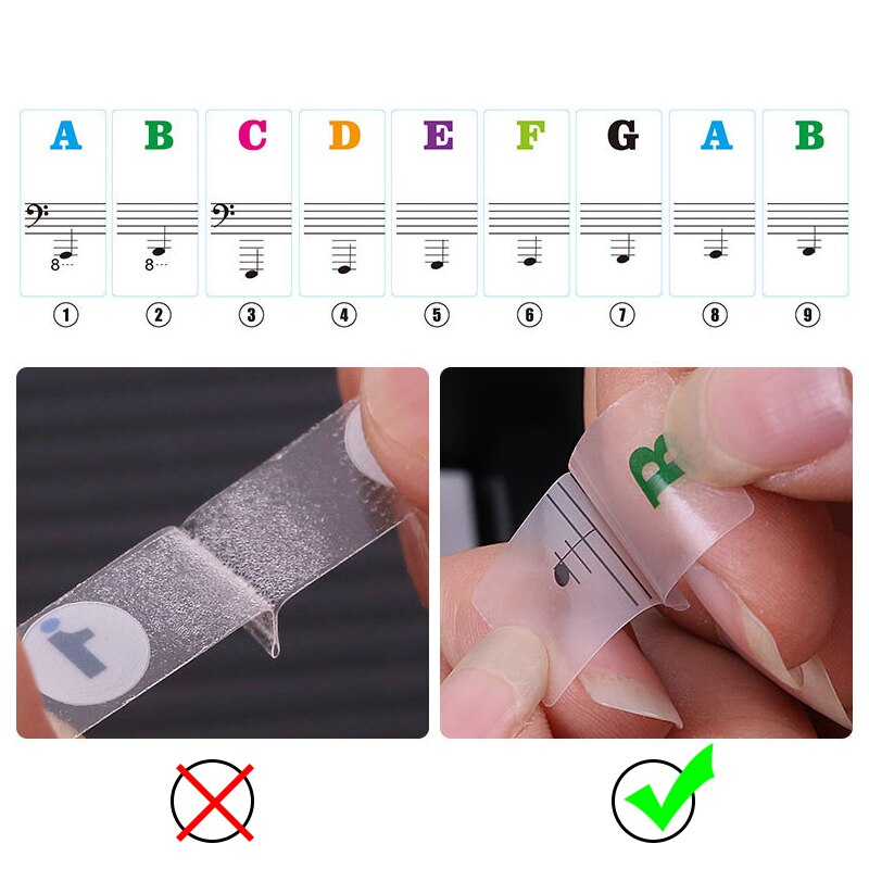 Colorful Transparent detachable music decal notes piano keyboard stickers electronic piano piano spectrum sticker symbol