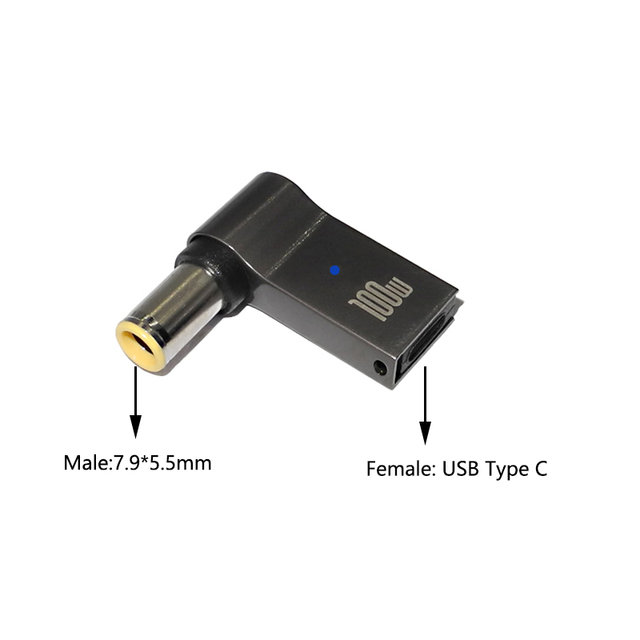PD 100W Laptop Power Charger Supply Adapter Connector USB Type-C Female to DC Male Jack Plug Converter for Lenovo HP DELL Asus: Yellow