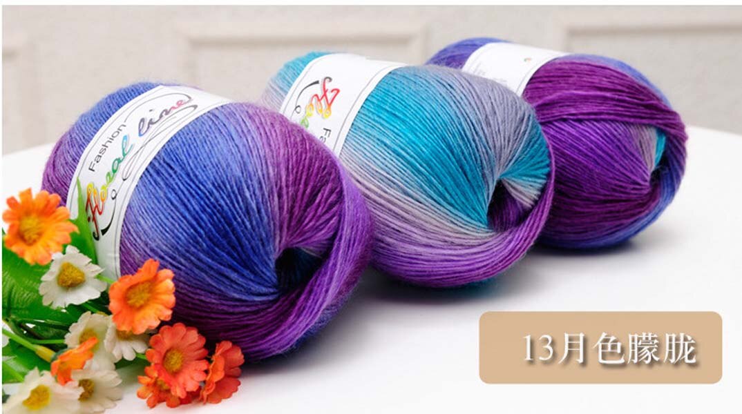 Regnbue 100g bolde garn baby strikning super blød uld tråd chunky strikket håndværk bulky hånd sweater hæklet: 13