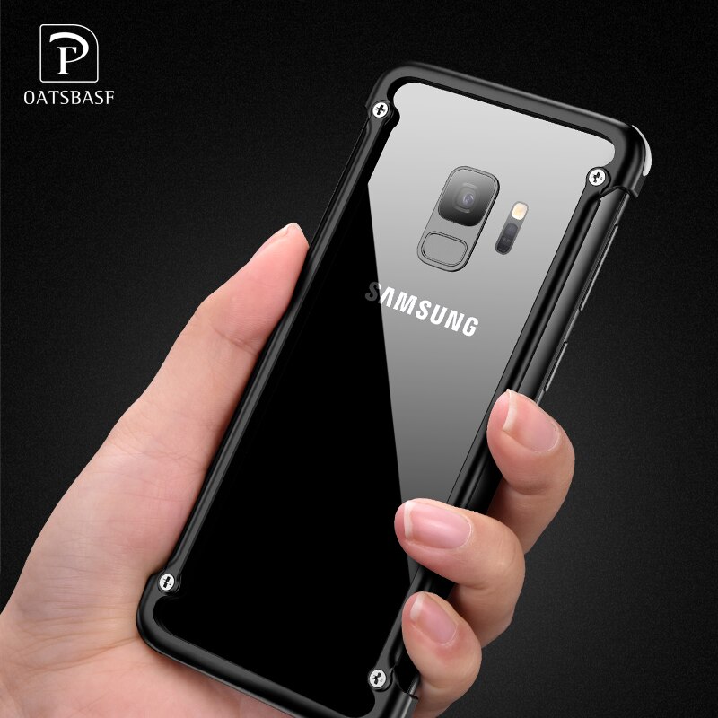 Oatsbasf airbag caso de metal para samsung galaxy s9 personalidade airbag escudo para galaxy s9 plus metal caso capa protetora