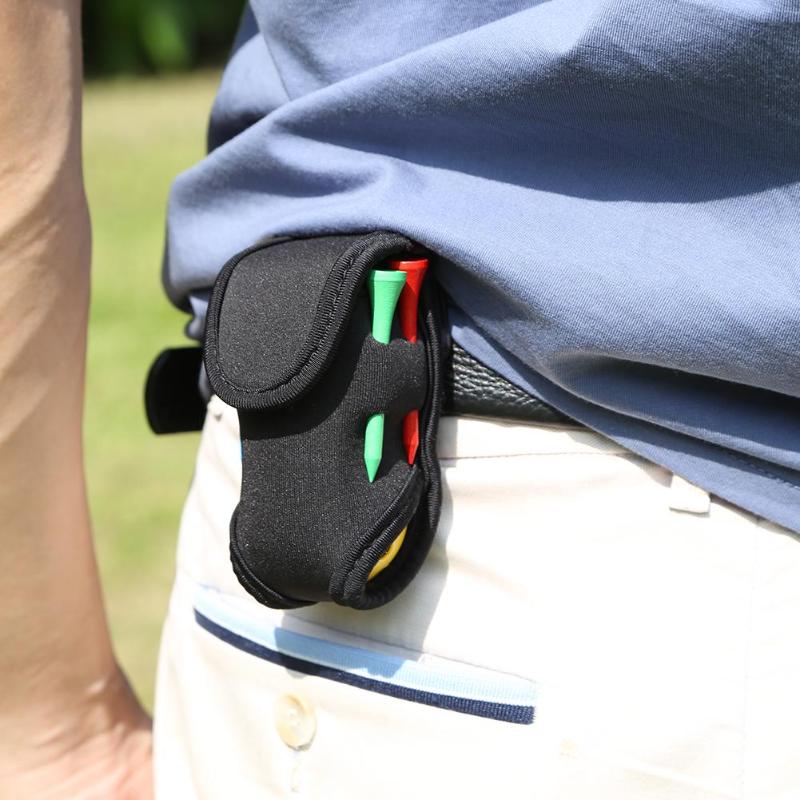 Mini bärbar golfbollshållare väska sbr mjuk elastisk midjepack golfbag vattentät med 2 ihåliga bollar och 4 tees