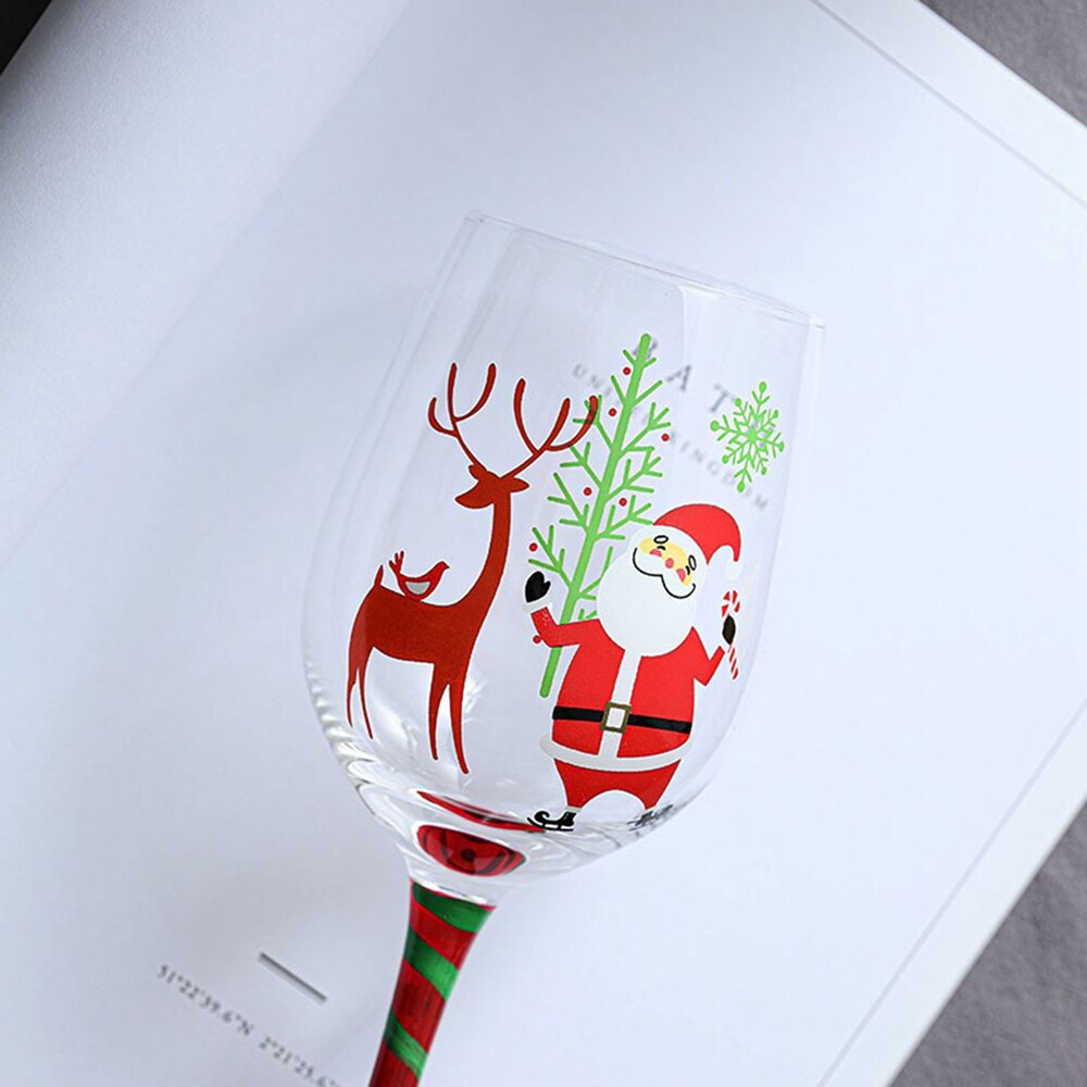 Christmas Celebrate Party Wine Glasses Painted Santa Claus Champagne Coupes Cocktail Flutes Goblet Cute Glass CupsNew Year